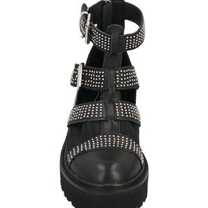 CULT Studded Black Leather Ankle Booties With Cutouts Made In Italy Sz 5…